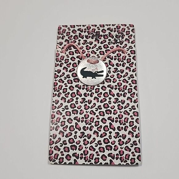 Jane Marie 14" Kids Pink Corded Necklace with Silver Alligator Disk, 3" Ext. - Picture 1 of 2